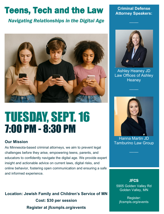 Teens, Tech and the Law speaking engagement flyer